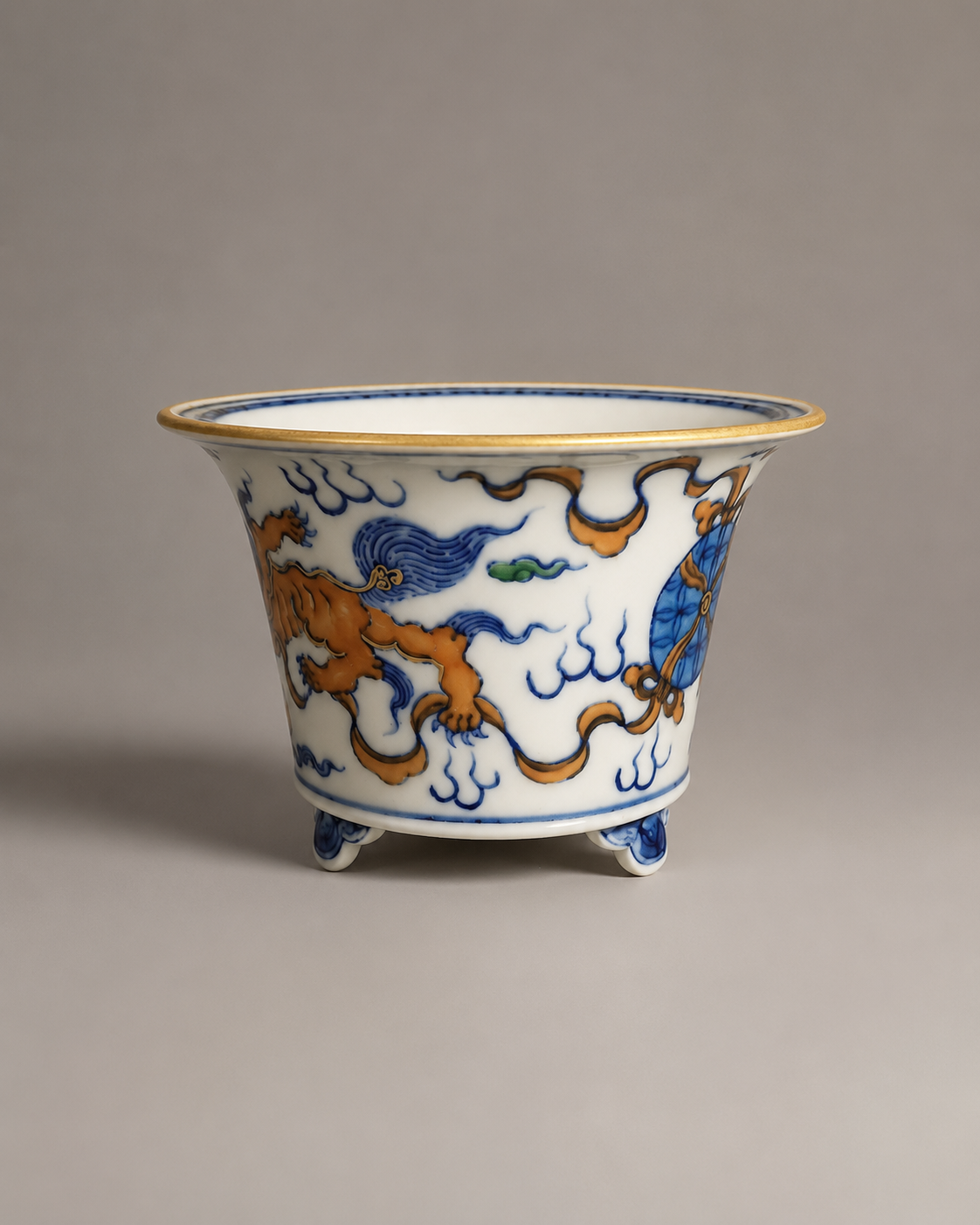 Ming Dynasty-style Doucai Lion Pot