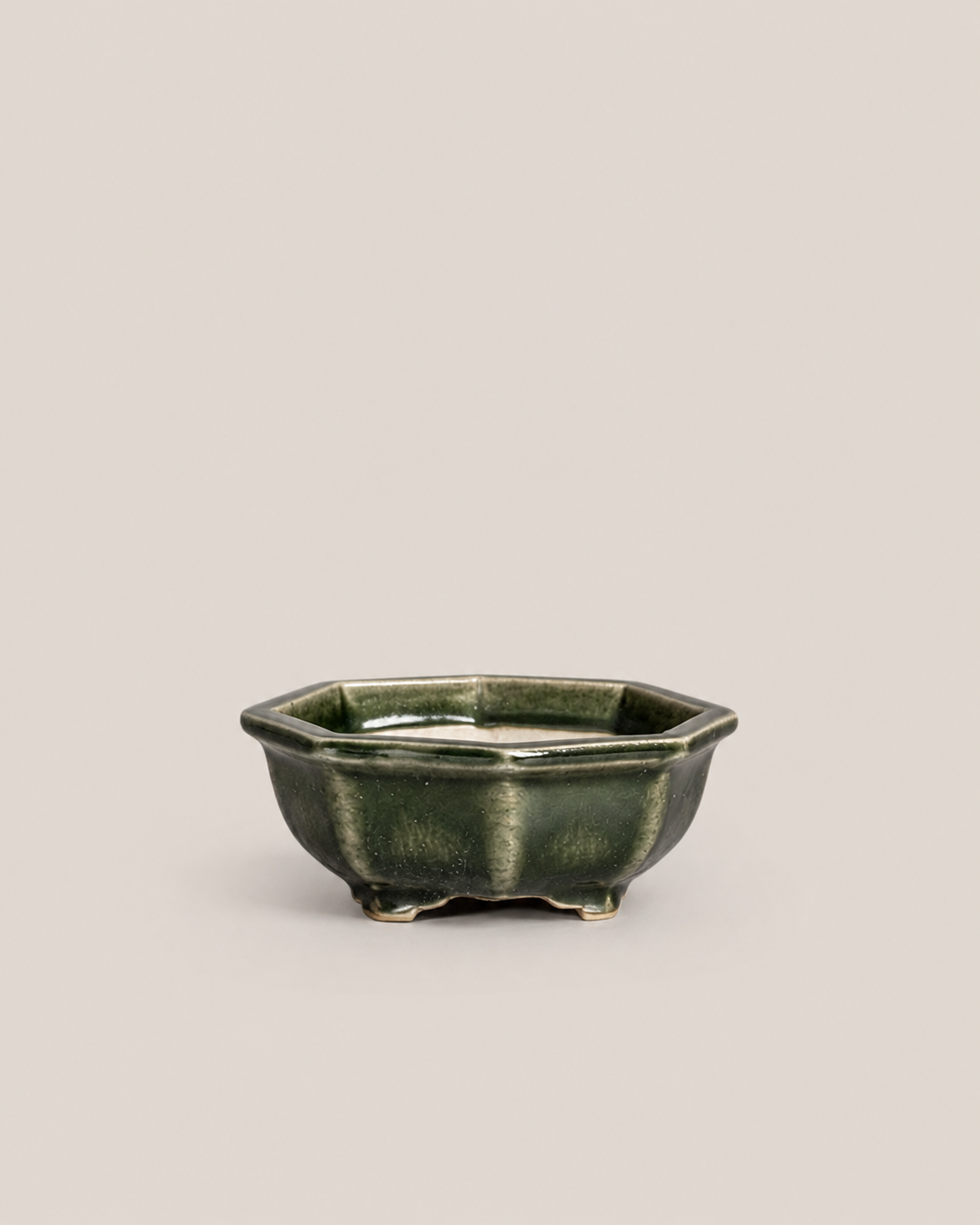 Deep Green Hexagonal Bonsai Pot