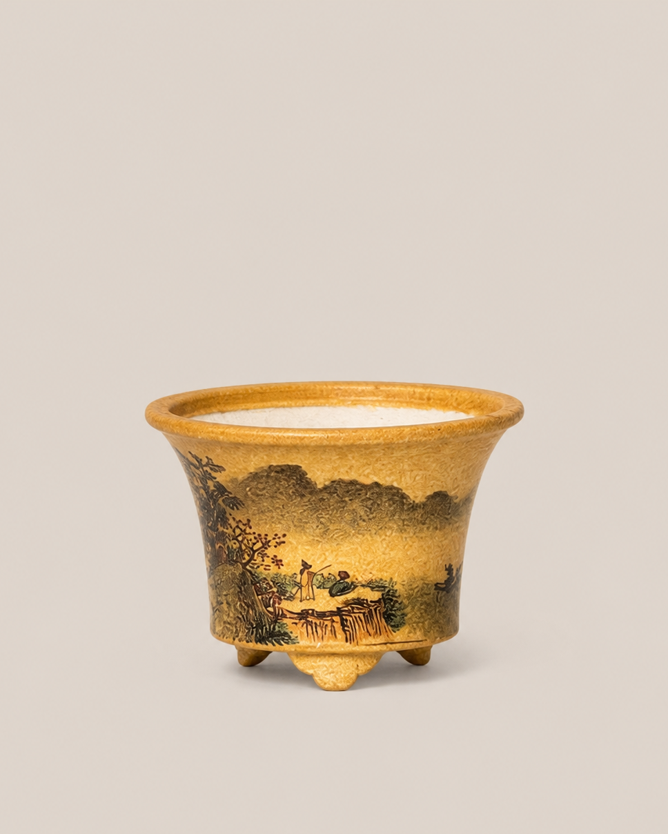 Golden Ochre Landscape Tripod Pot