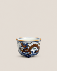 Dragon Above the Waves Polychrome Tripod Pot
