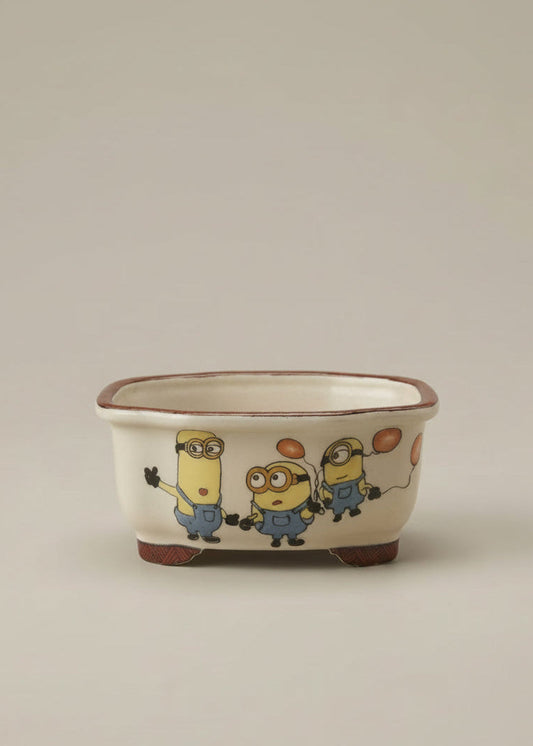 Minions Cartoon Manger-Shaped Bonsai Pot — full view