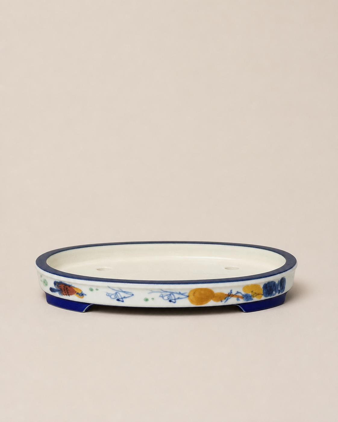 Elegant Pastime Polychrome Oval Pot