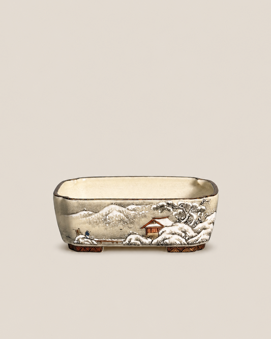 Winter Stillness Relief Landscape Pot — full view