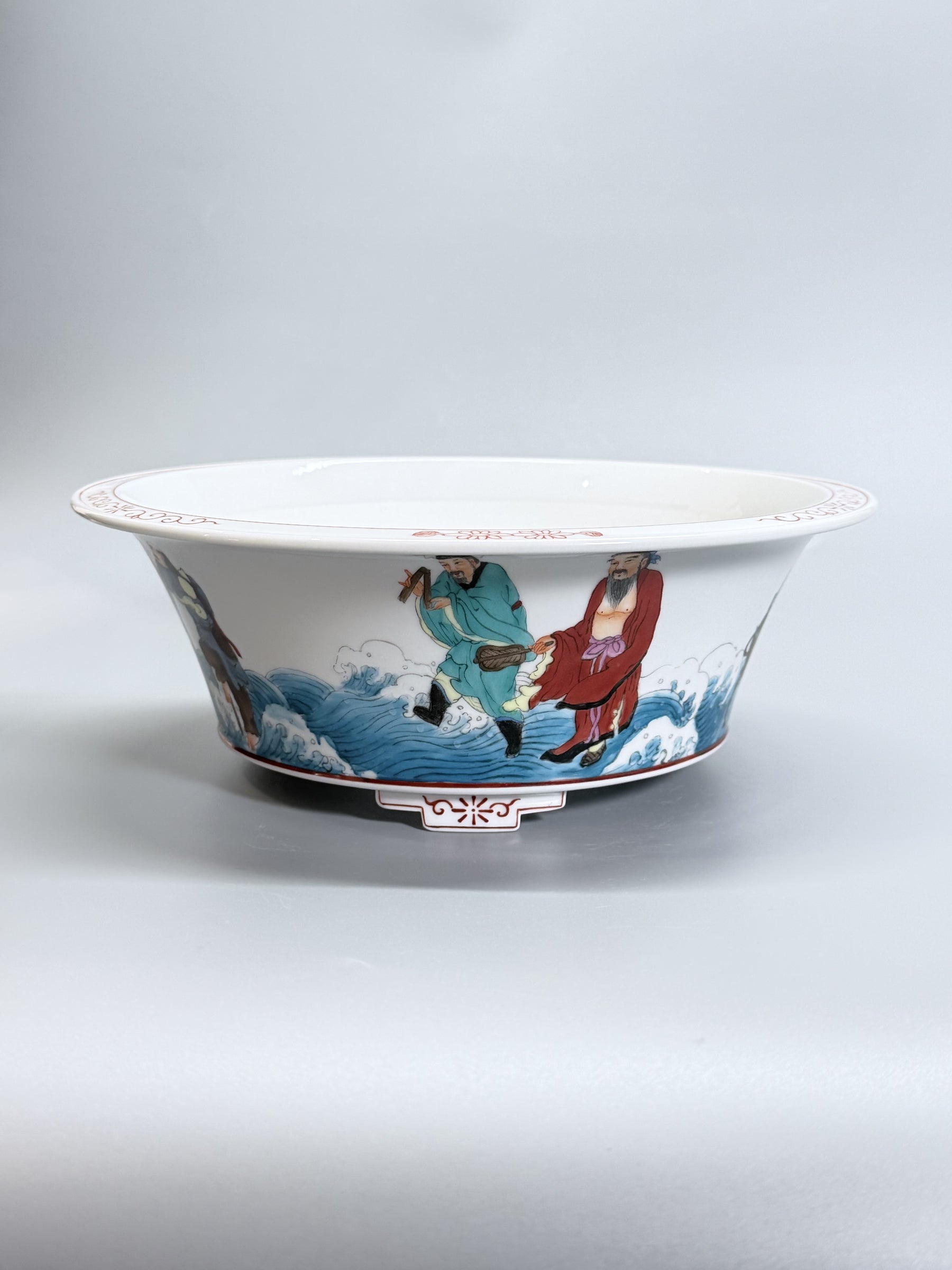 Eight Immortals Crossing the Sea Oval Bonsai Pot