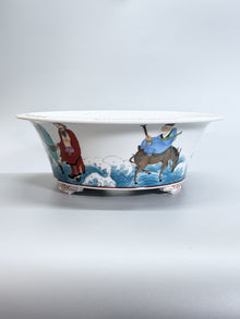 Eight Immortals Crossing the Sea Oval Bonsai Pot