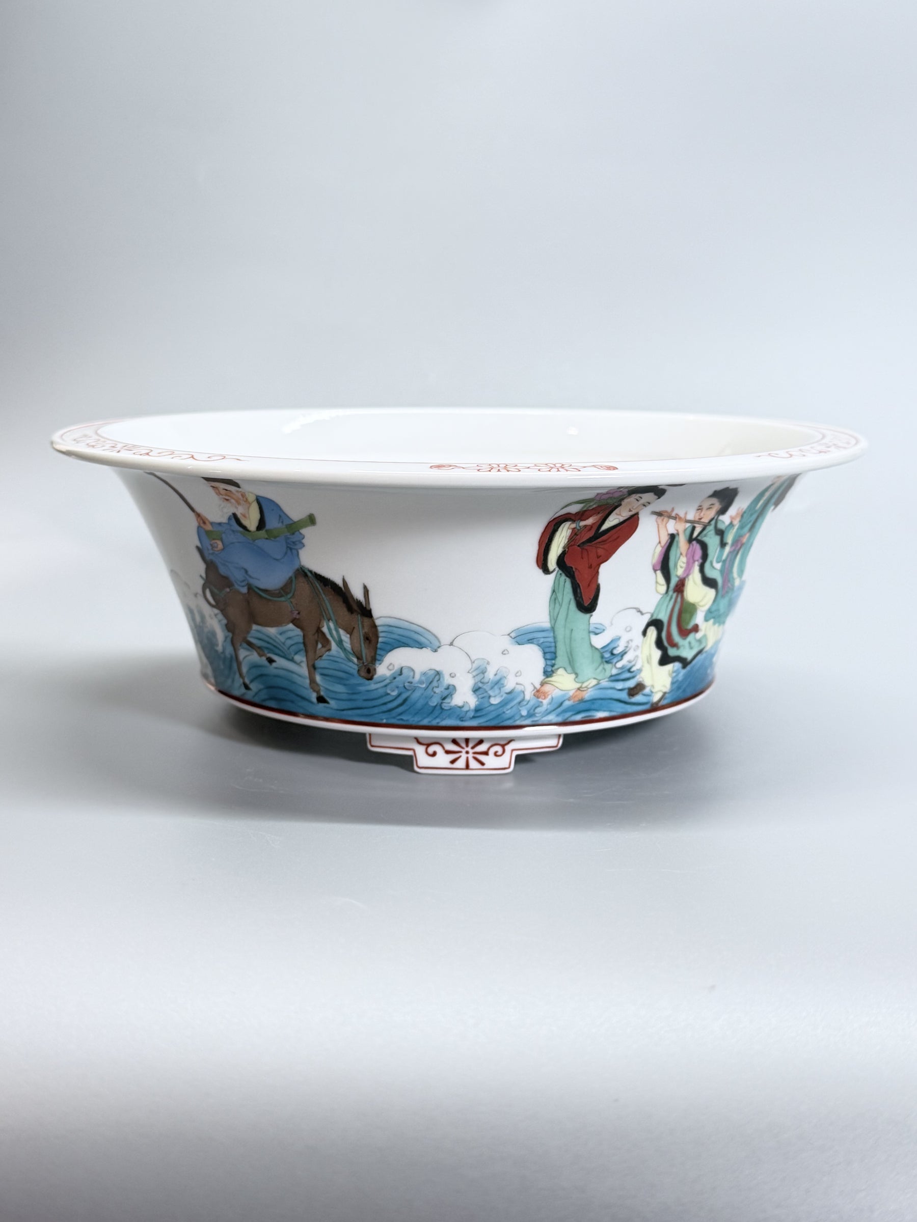 Eight Immortals Crossing the Sea Oval Bonsai Pot
