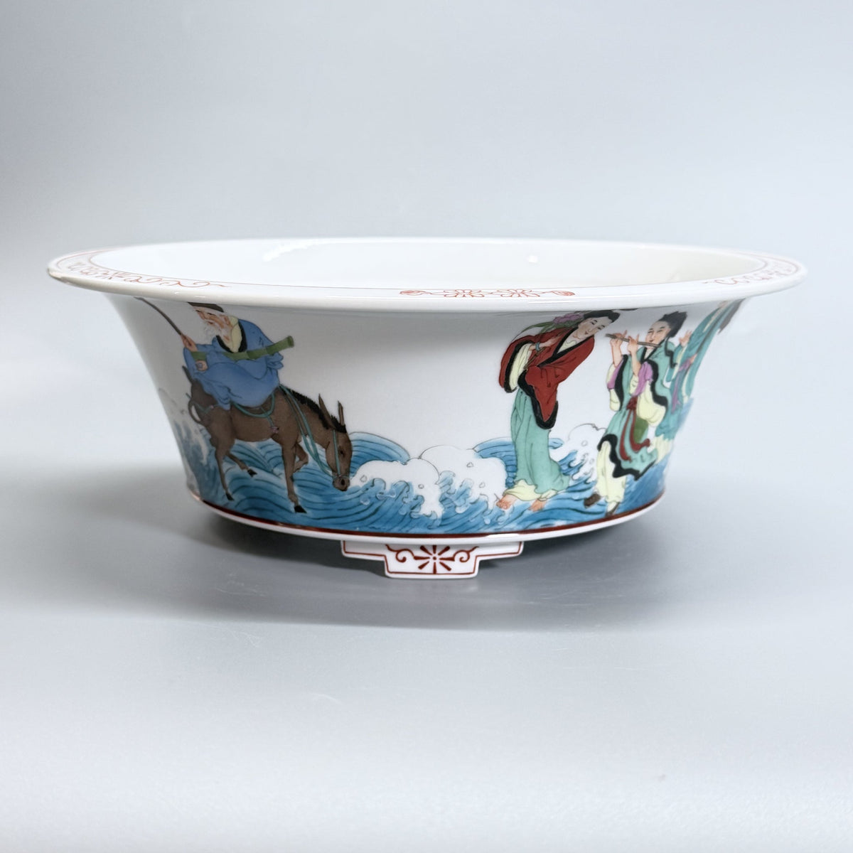 Eight Immortals Crossing the Sea Oval Bonsai Pot — alternate view 5