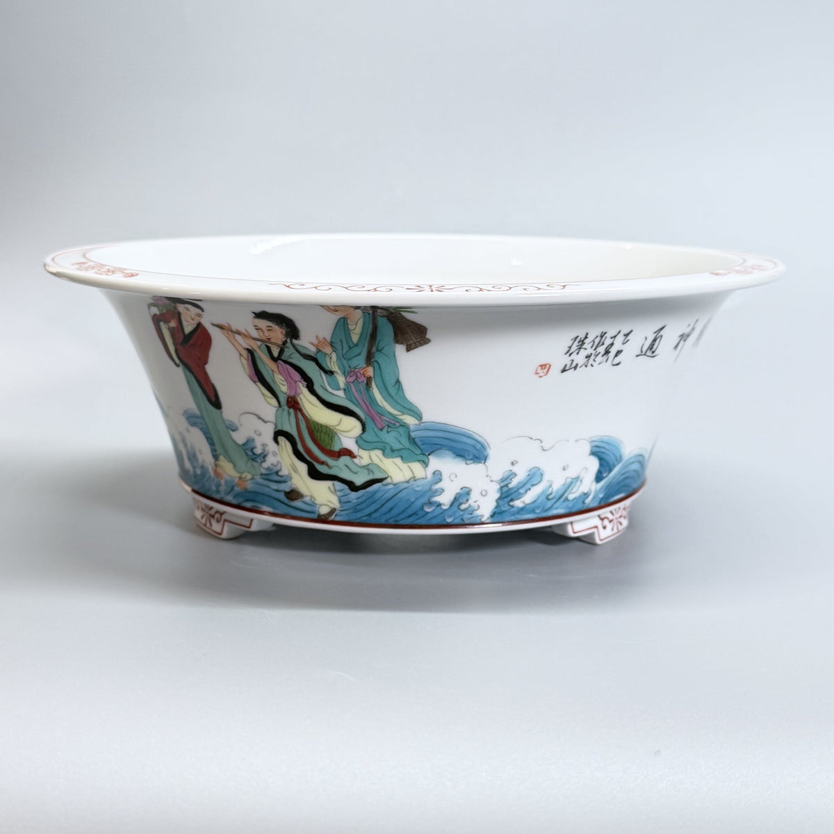 Eight Immortals Crossing the Sea Oval Bonsai Pot — alternate view 6