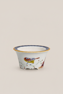 Quiet Perch Polychrome Footed Pot — full view