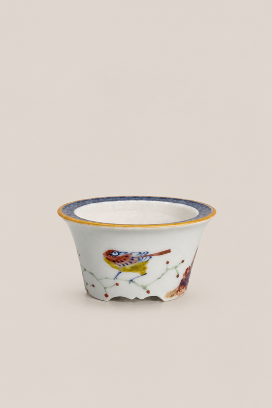 Quiet Perch Polychrome Footed Pot — full view
