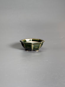 Deep Green Hexagonal Bonsai Pot