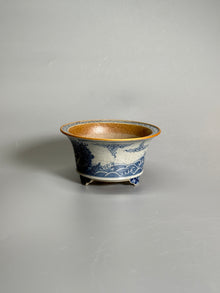 Dragon Among the Waves Coarse Stoneware Tripod Pot