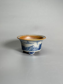Dragon Among the Waves Coarse Stoneware Tripod Pot