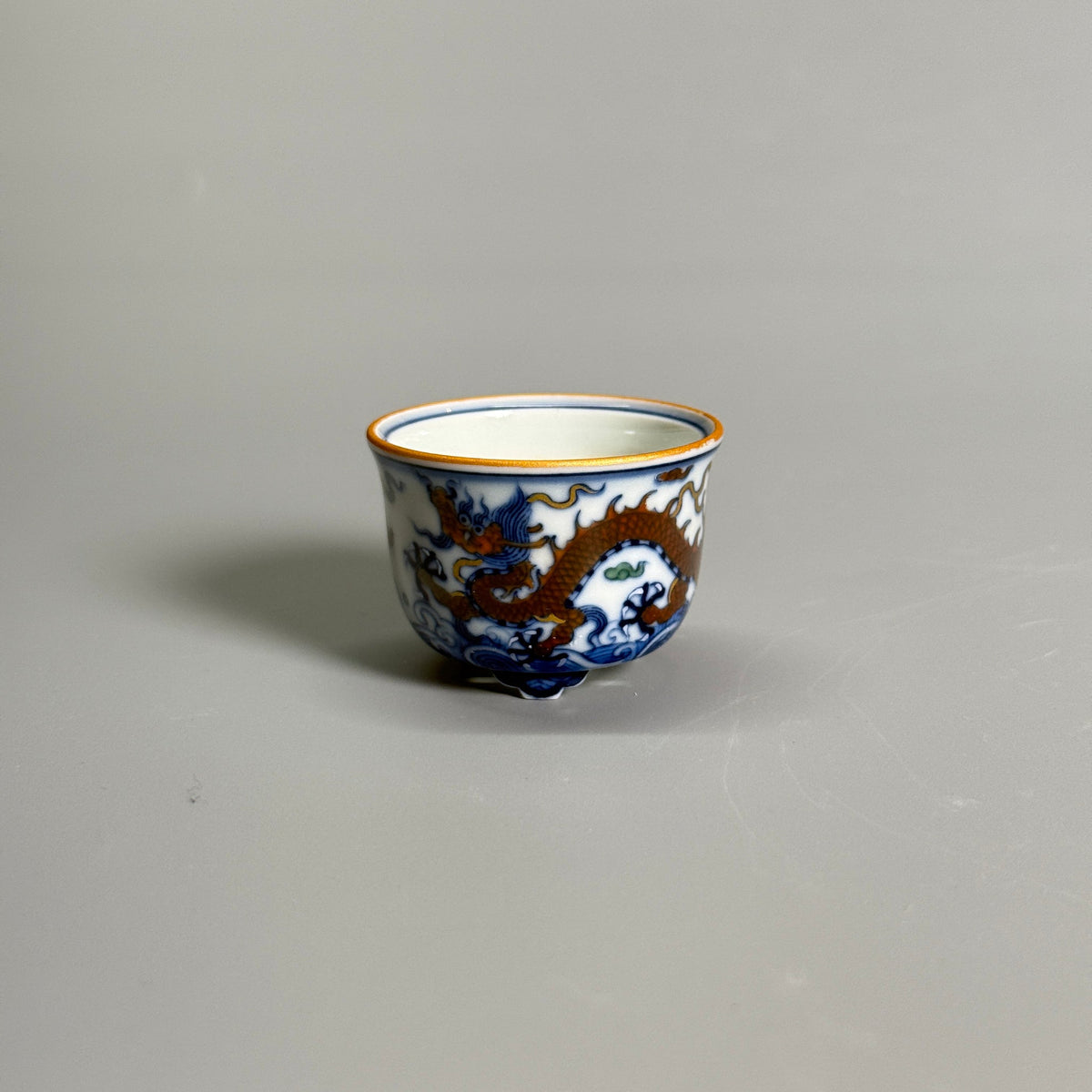 Dragon Above the Waves Polychrome Tripod Pot — alternate view 2