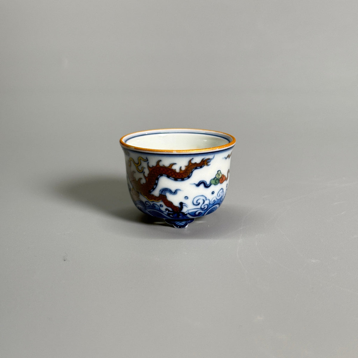 Dragon Above the Waves Polychrome Tripod Pot — alternate view 4