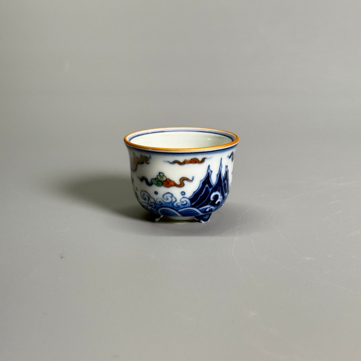 Dragon Above the Waves Polychrome Tripod Pot — alternate view 5