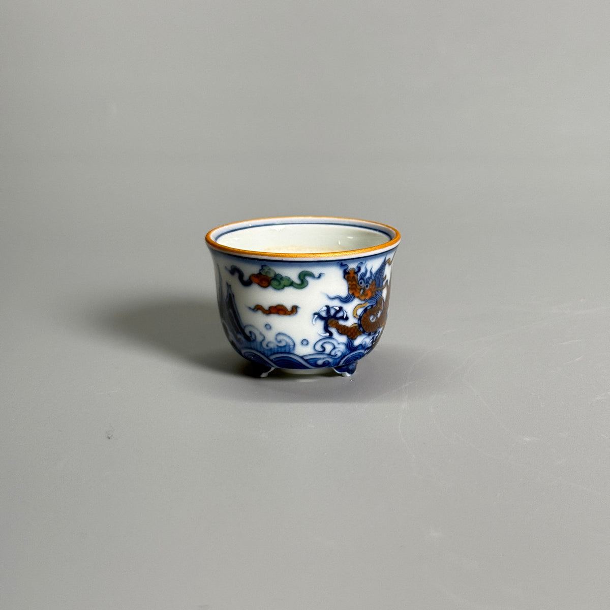 Dragon Above the Waves Polychrome Tripod Pot — alternate view 7