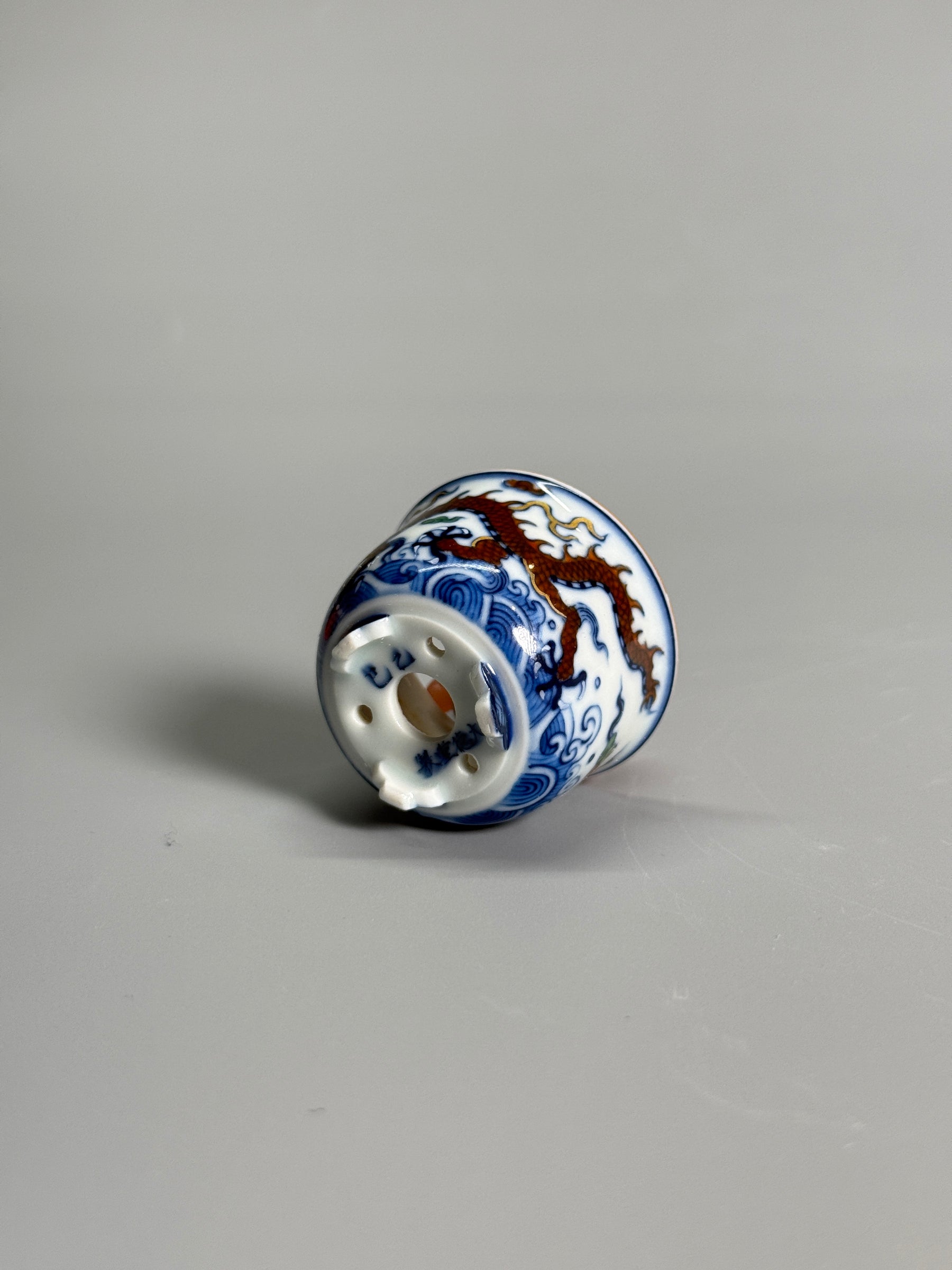 Dragon Above the Waves Polychrome Tripod Pot