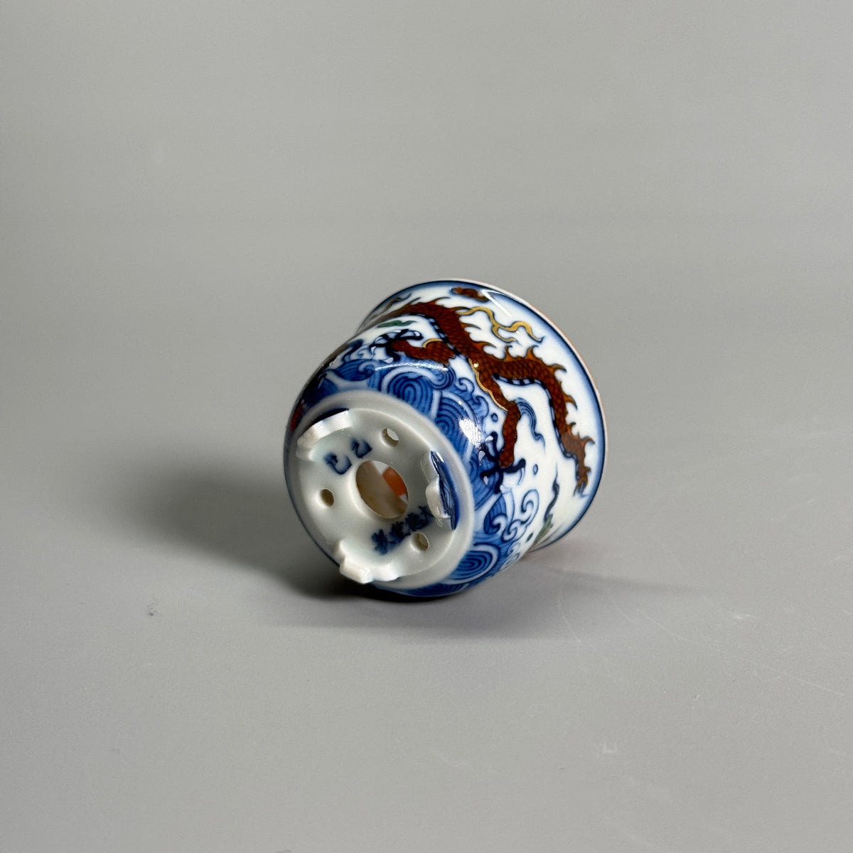 Dragon Above the Waves Polychrome Tripod Pot — alternate view 9