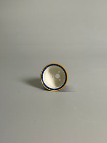 Blue-and-White Floral Tripod Pot with Gilt Rim