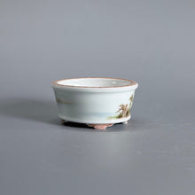 Green-and-Blue Landscape Oval Mame Bonsai Pot