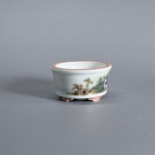 Green-and-Blue Landscape Oval Mame Bonsai Pot