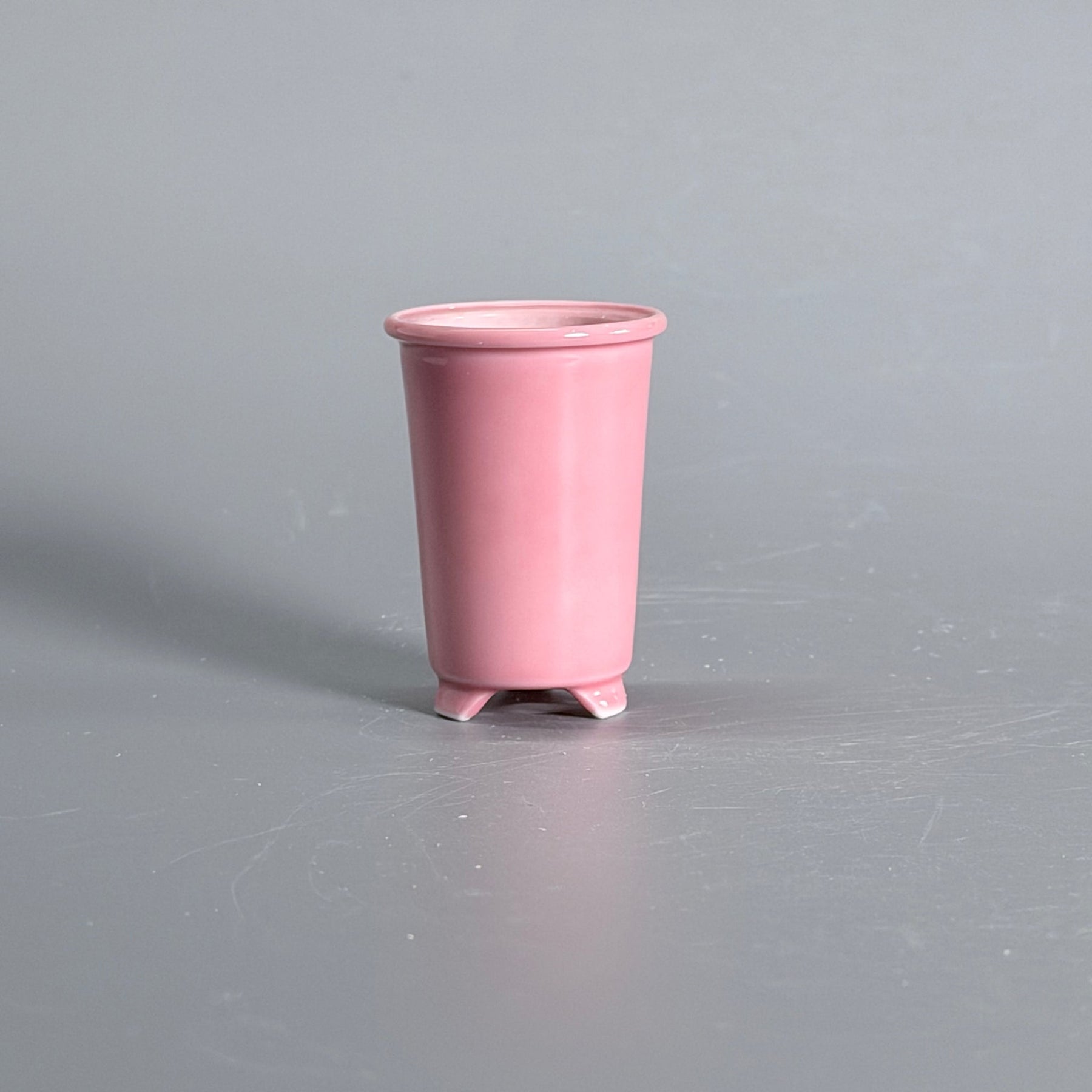 Pink-Glazed Tall Cylindrical Bonsai Pot