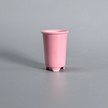 Pink-Glazed Tall Cylindrical Bonsai Pot