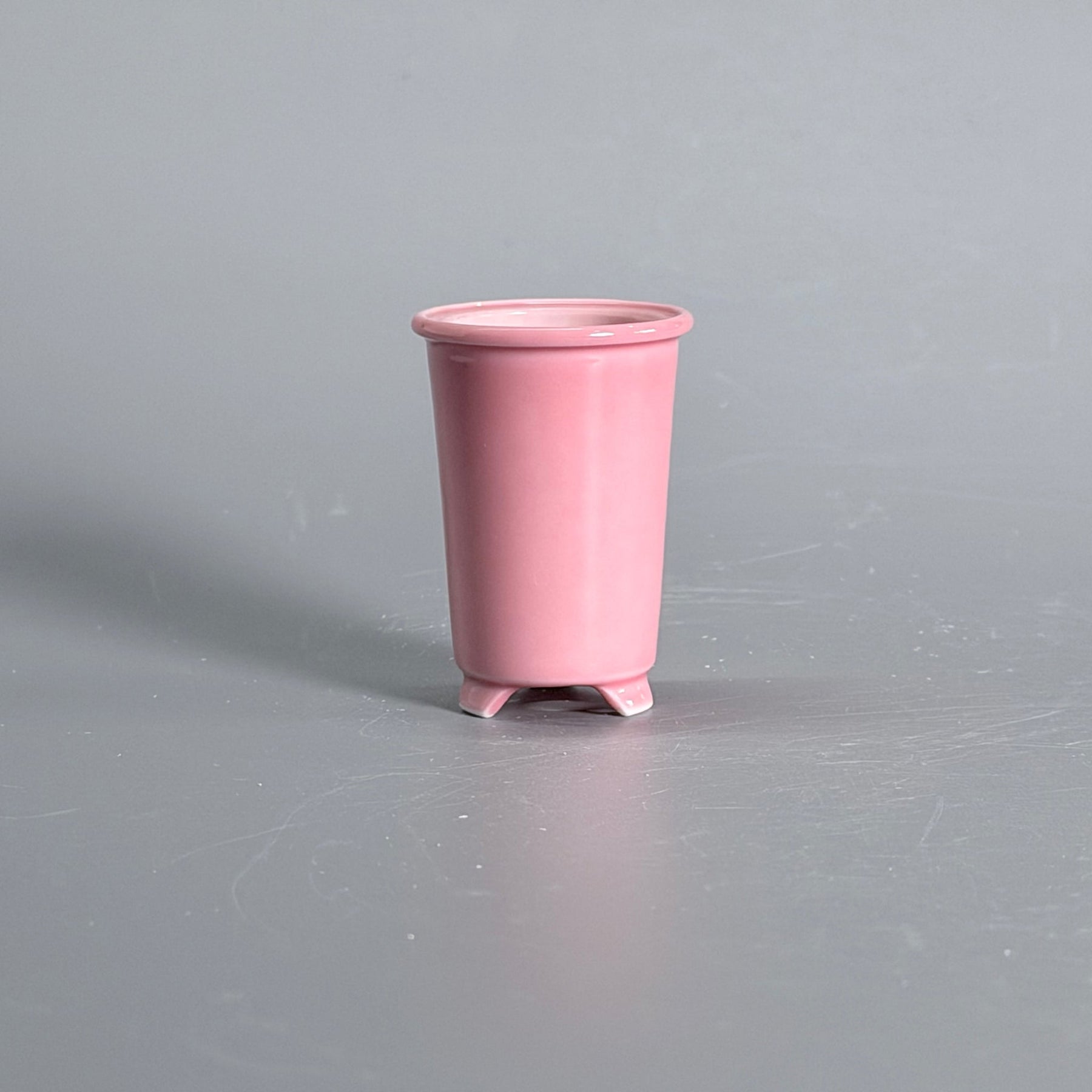 Pink-Glazed Tall Cylindrical Bonsai Pot