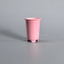 Pink-Glazed Tall Cylindrical Bonsai Pot