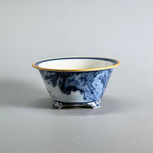 Blue-and-White Fisherman Landscape Round Bonsai Pot