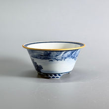 Blue-and-White Fisherman Landscape Round Bonsai Pot