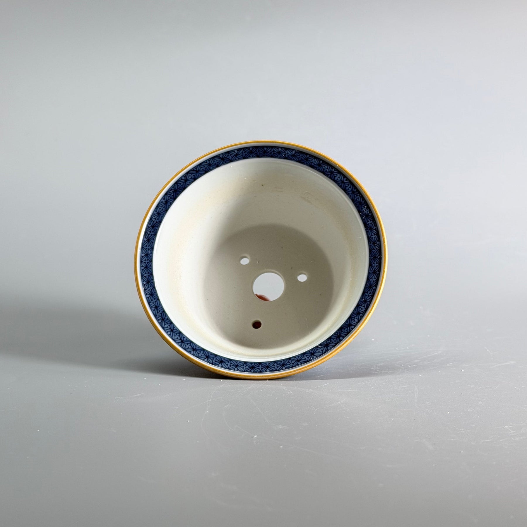 Blue-and-White Fisherman Landscape Round Bonsai Pot