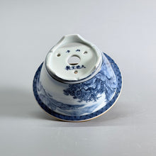 Blue-and-White Fisherman Landscape Round Bonsai Pot