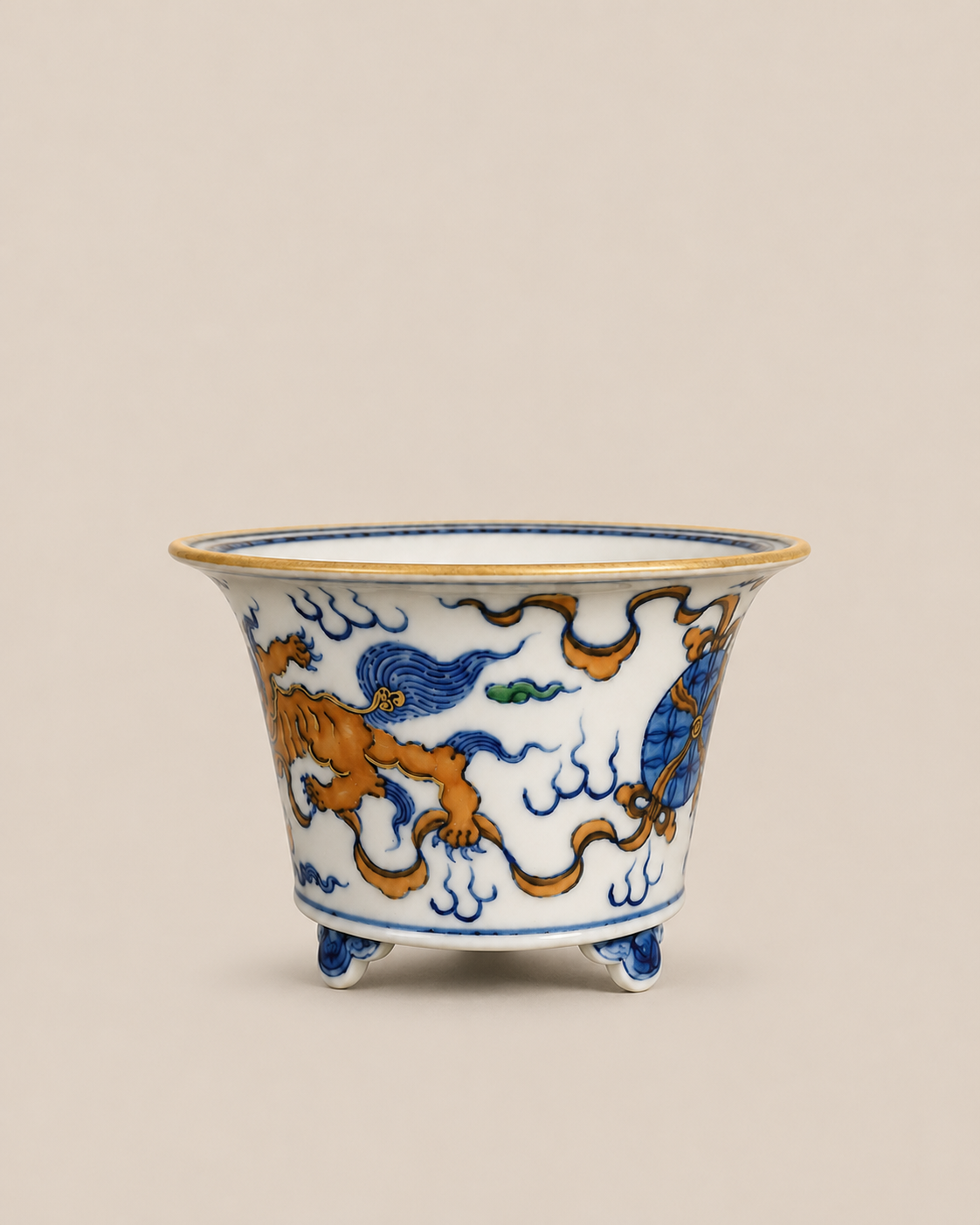 Ming Dynasty-style Doucai Lion Pot